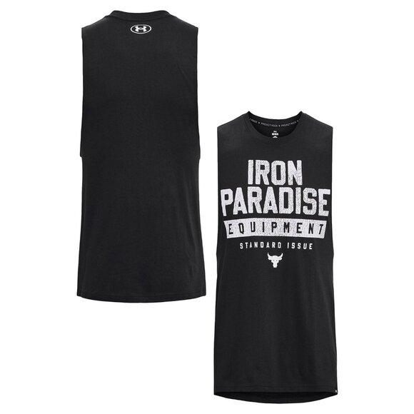 $40 UNDER ARMOUR PROJECT ROCK IRON MUSCLE TANK 1377290-001 BLACK/WHITE M - Picture 4 of 6